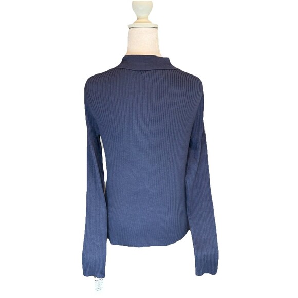 NINE WEST Sweater Women's Size S Rib Button-Up Shirt Blue Cardigan Ribbed NWT - Picture 4 of 8